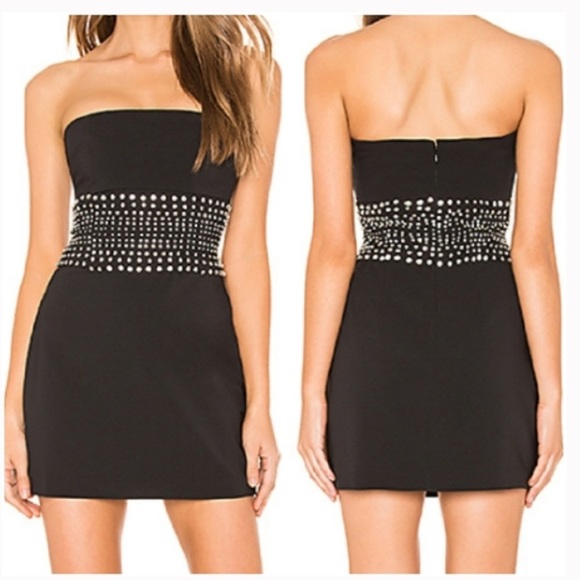 NBD RARE Shoshana Black Mini Dress with Crystal Embellished Waist - Picture 1 of 9